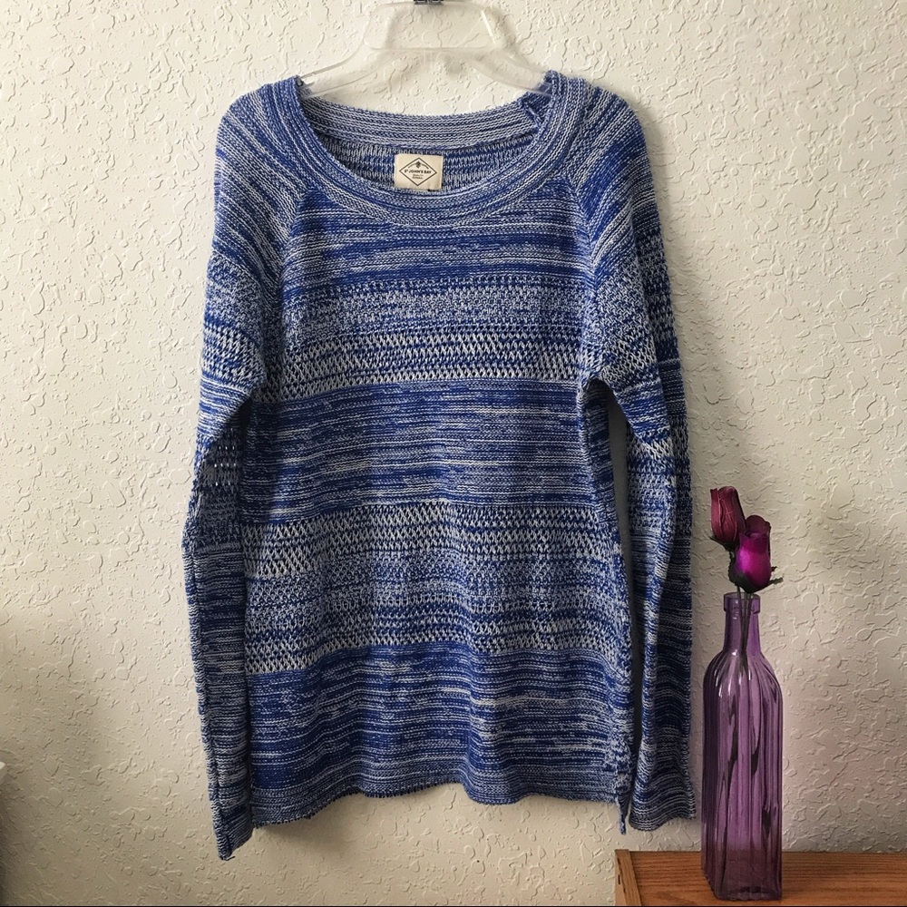 Blue and White Knitted Sweater